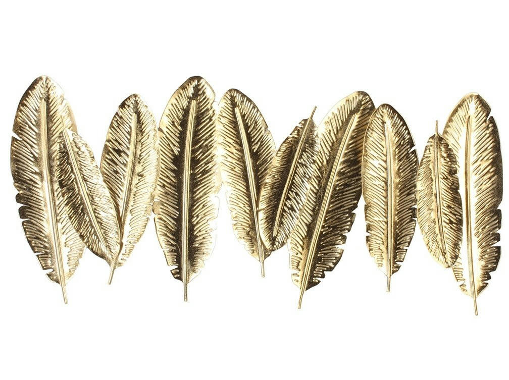 CASSIS - Décoration murale en métal plumes dorées 99x48x4