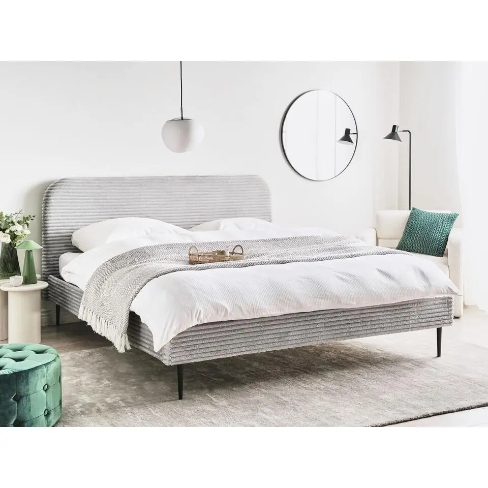 FLAYAT - Tweepersoonsbed - Lichtgrijs - 180 x 200 cm - Corduroy