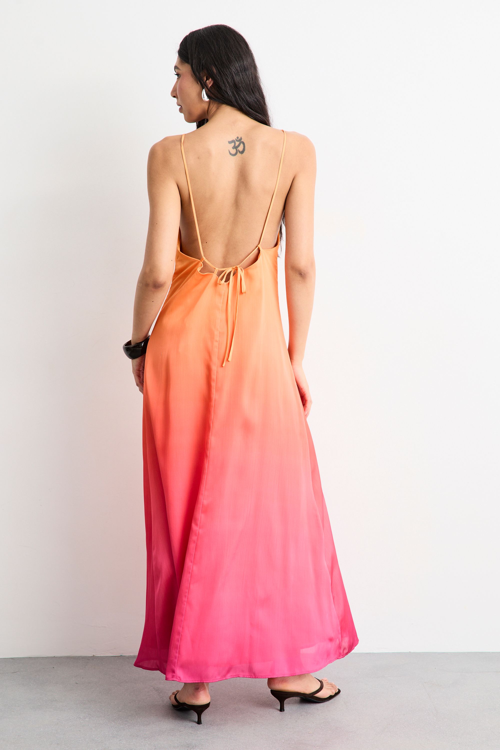 Warehouse Ombre Strappy Satin Maxi Sundress