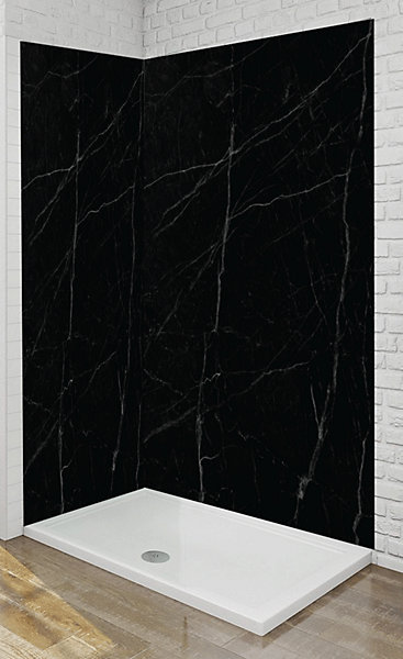 Panneau mural Alu Douche Salle de Bain MARBRE NOIR MAT 90 cm x 210 cm