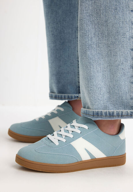 Womens Blue & White Retro Gum Sole Trainers
