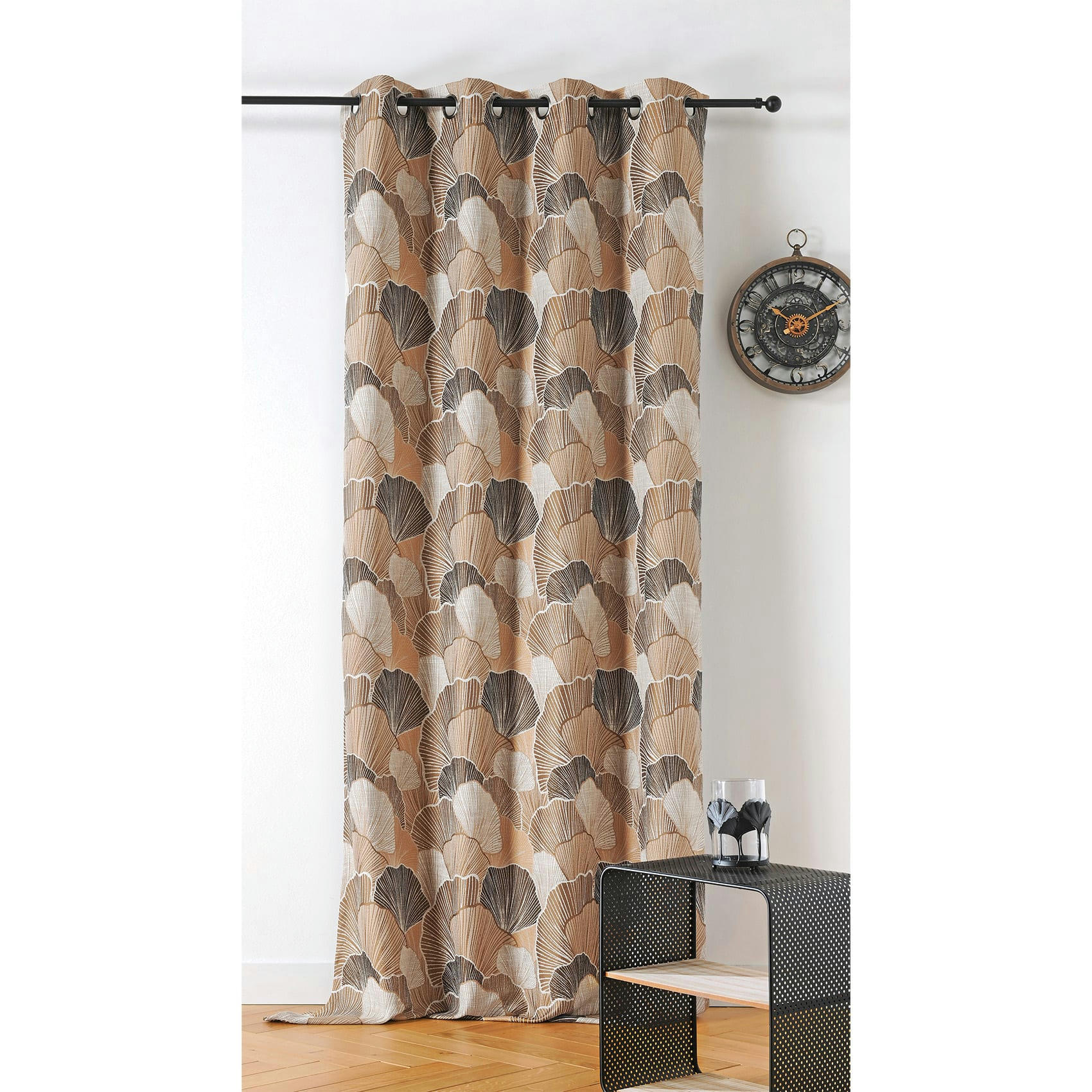 - Rideau imprimé pétales de fleurs polyester cuivre 135x240 cm