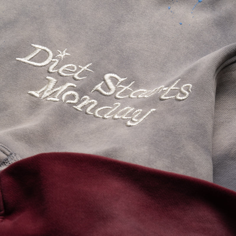 Diet Starts Monday Double Layer Hoodie - Washed Black/Maroon