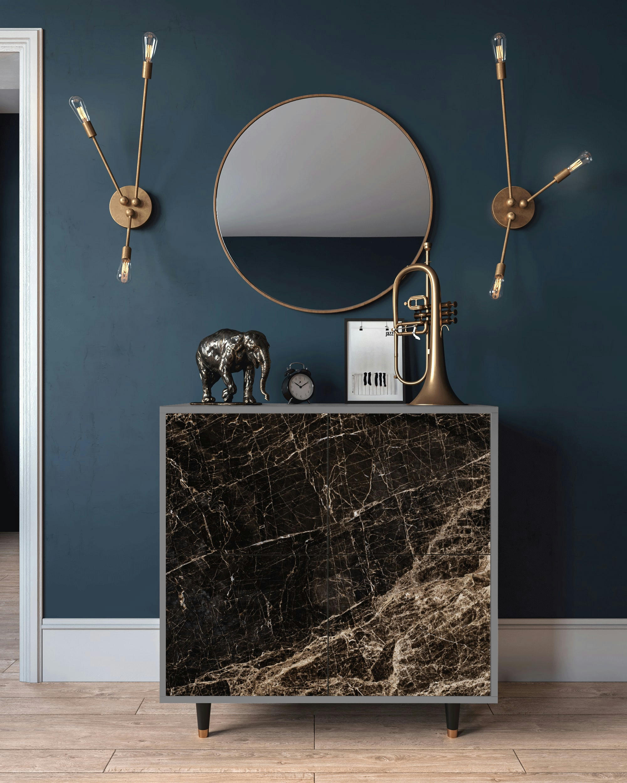 NIGHT ABYSS - Buffet  noir 4 portes L 94 cm