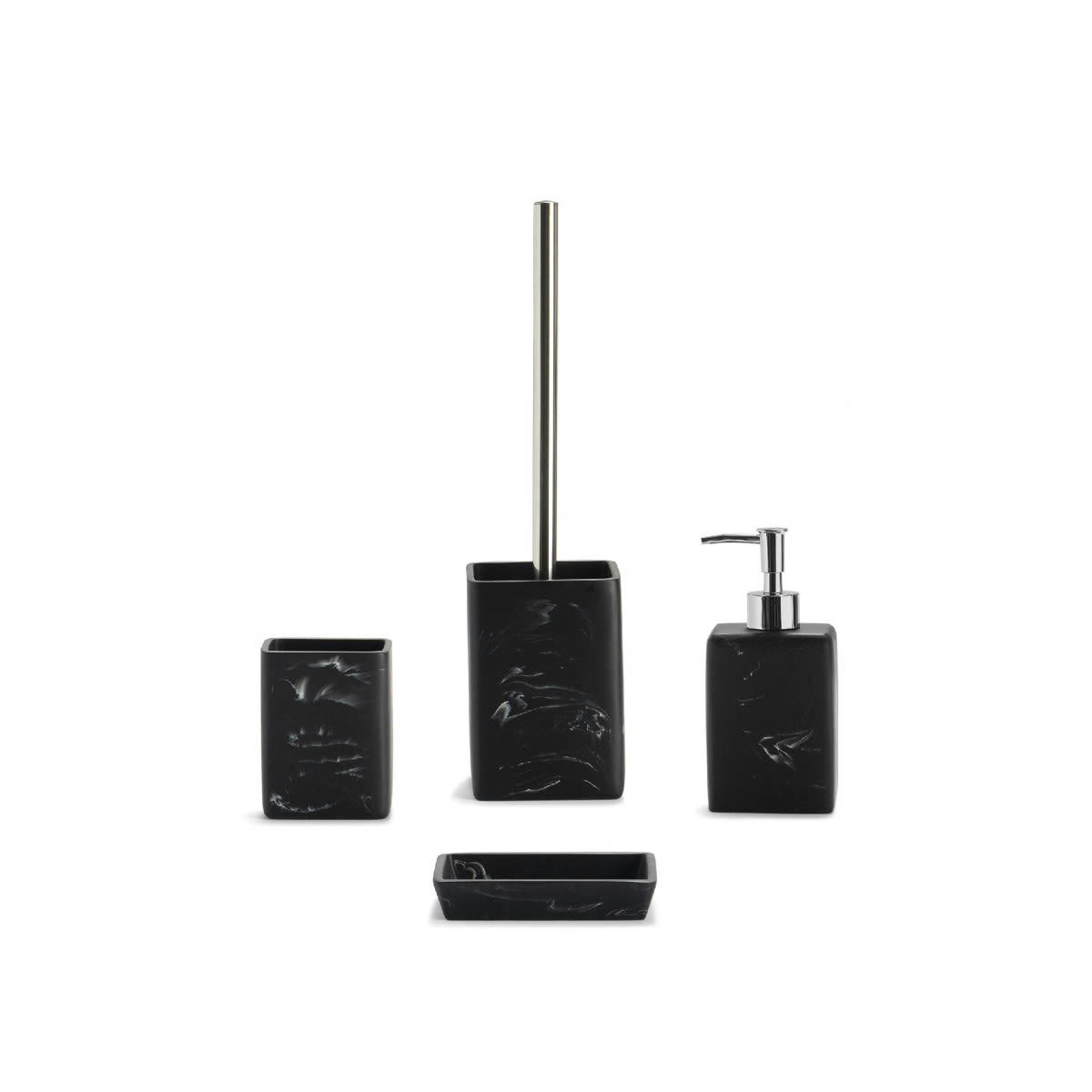 EFFET MARBRE - Porte brosse à dents rectangulaire en polyrésine effet marbre noir