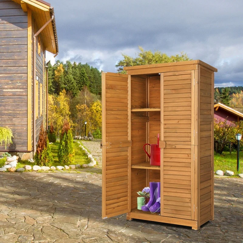 2.8 ft. W x 5.2 ft. H Garden Solid Wood Tool Storage Shed