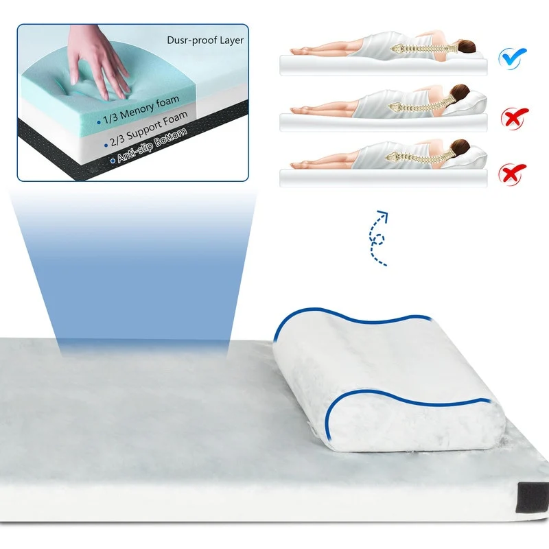 Memory Foam Camping Mattress with Pillow & Removable Cover & Hangbag