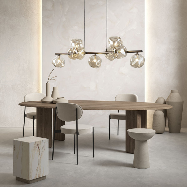 Brązowa Lampa Wisząca Tk Lighting Lava Listwa Nad Stół 9Xg9 Koniakowy Klosz