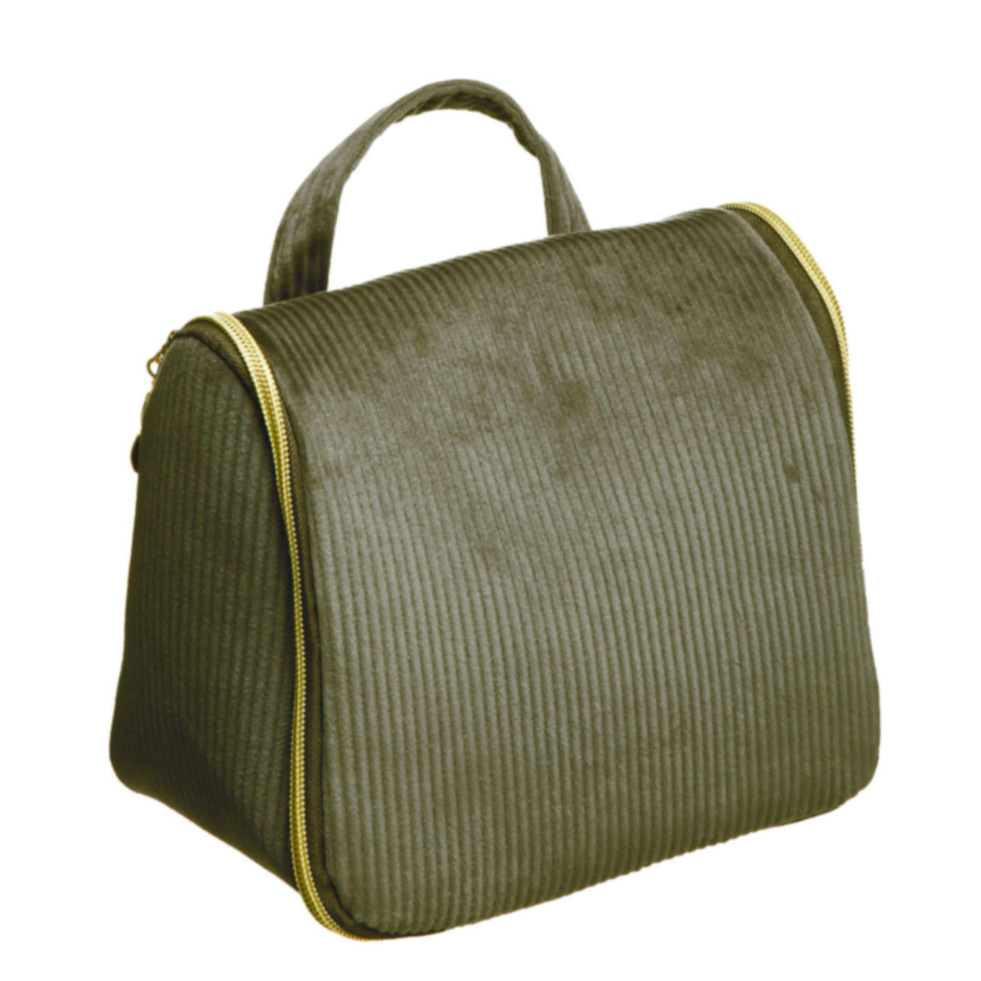 - Trousse de toilette vanity en velours côtelé vert