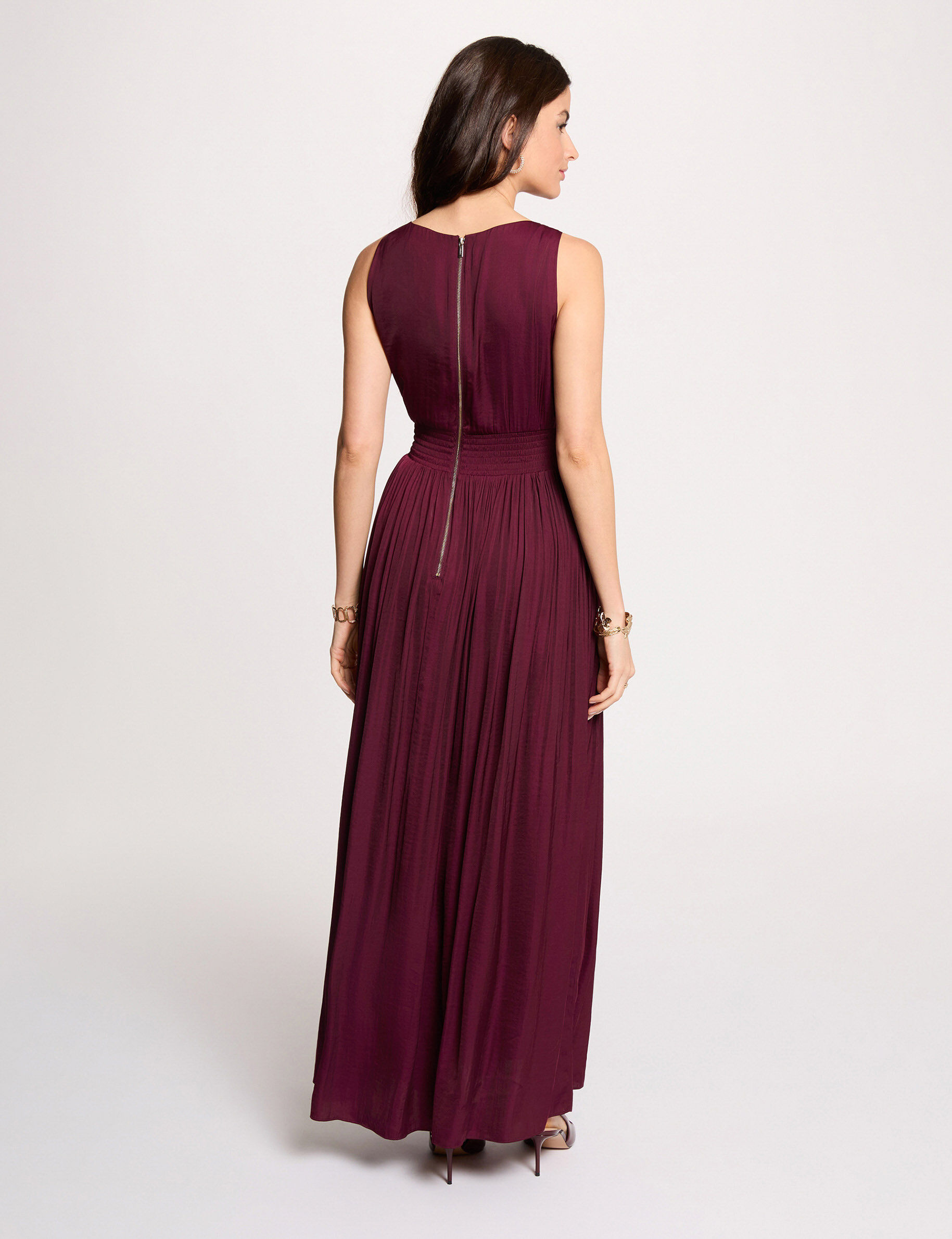 Long Dress With V-Neck Plum Women