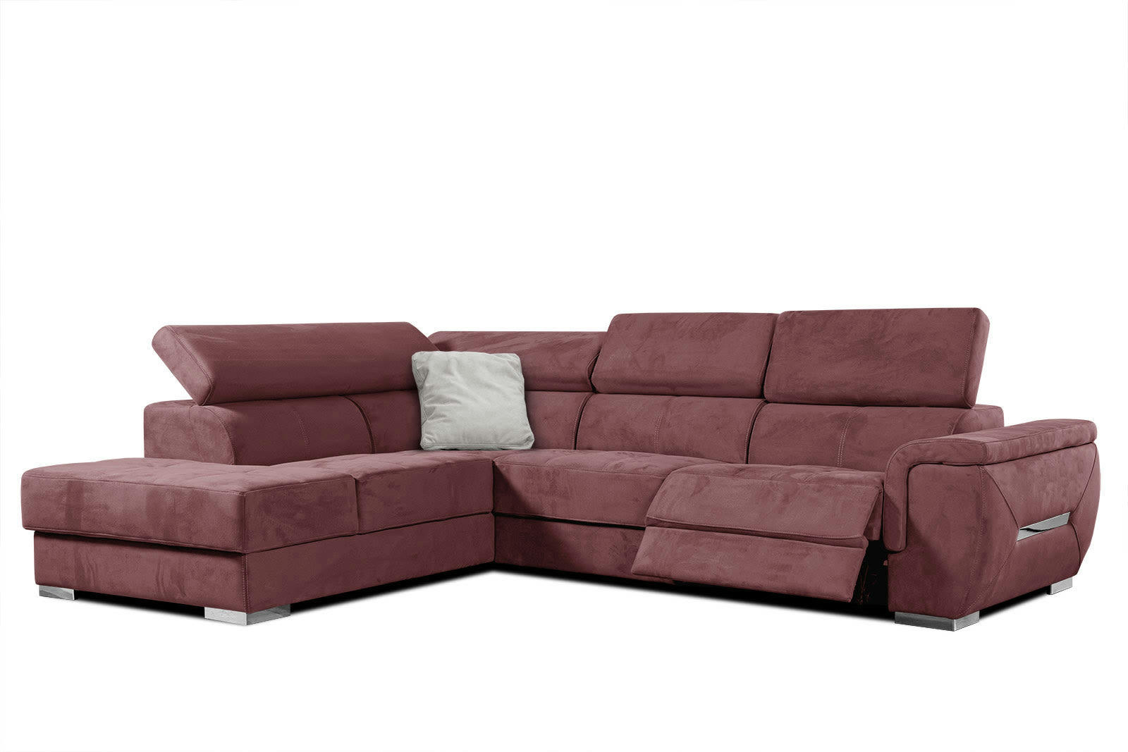 KELTE - Canapé d'angle gauche 5 places avec une relaxation tissu rouge