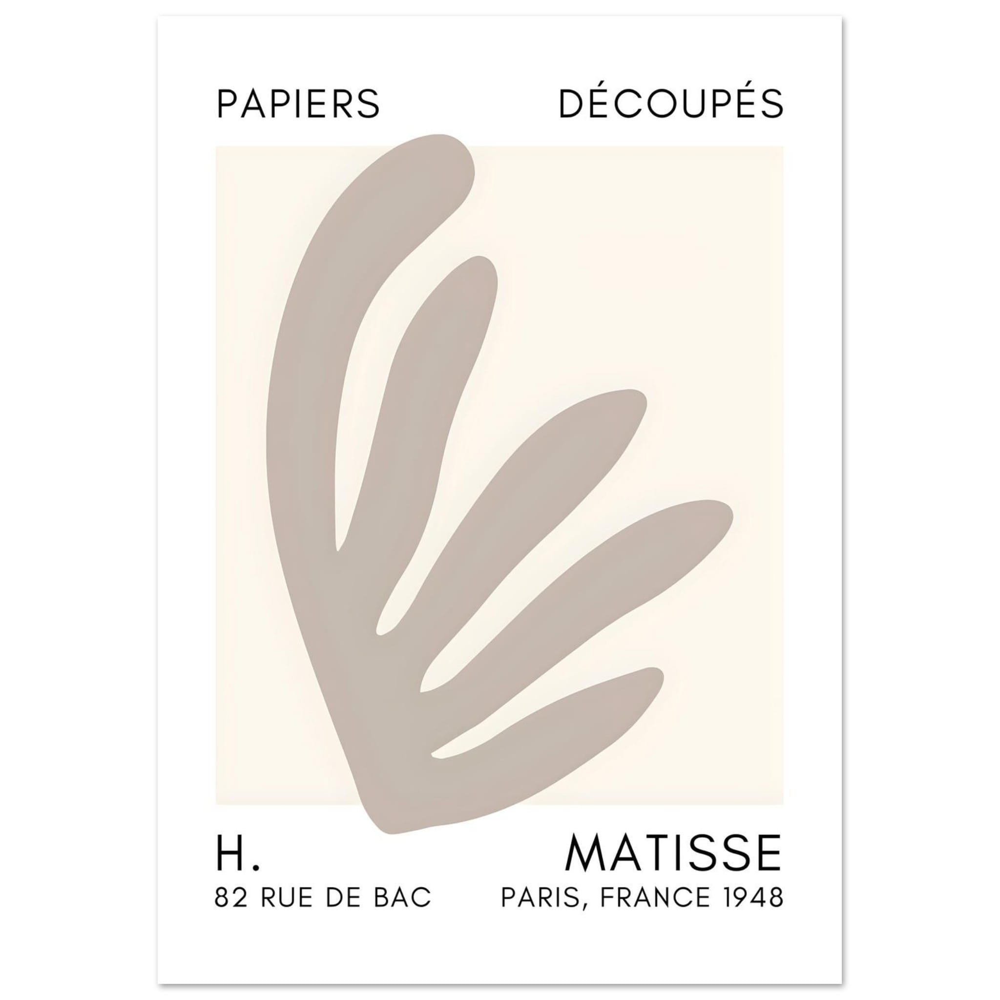 Artfulprints Poster Matisse – Aquatic impression grey  - A4 21x29.7 cm - Grijs