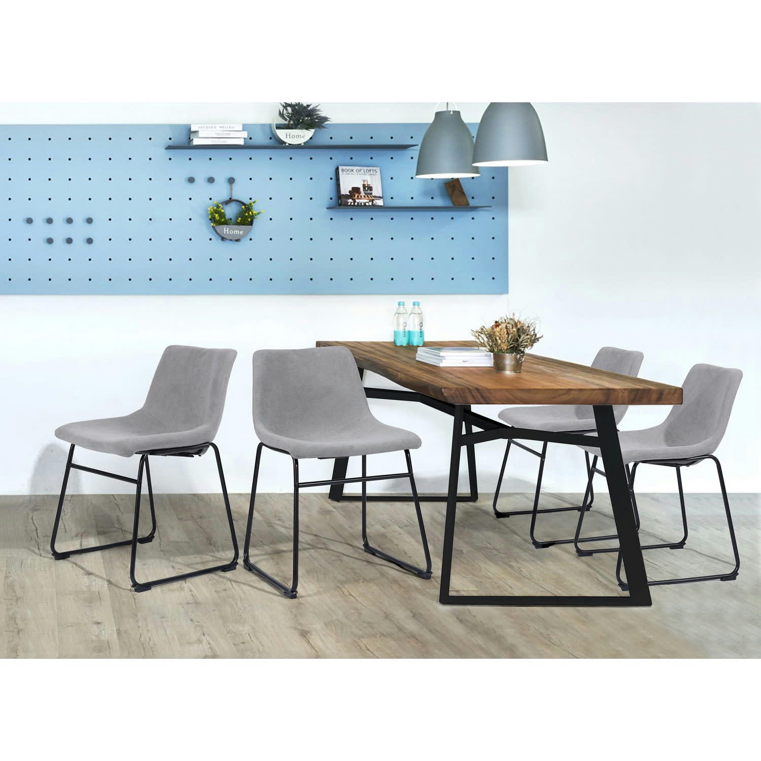 - Lot de 2 Chaises de Salle à Manger Vintage avec Assise Tissu Gris