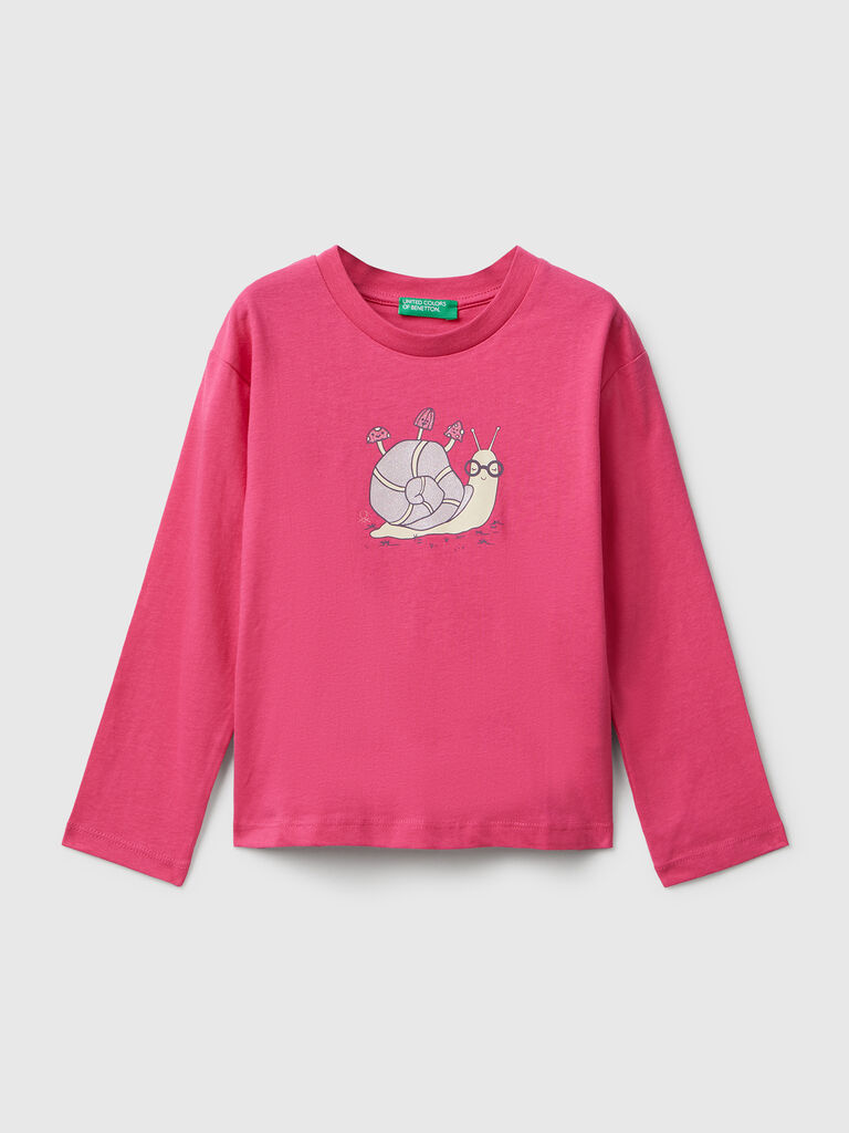 Cotton t-shirt with glittery print