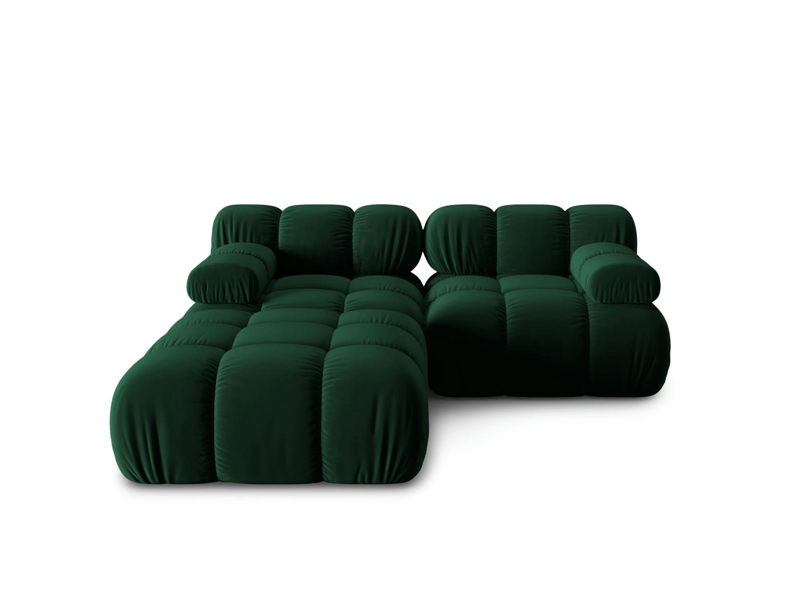BELLIS - Canapé modulable 3 places en tissu velours vert bouteille