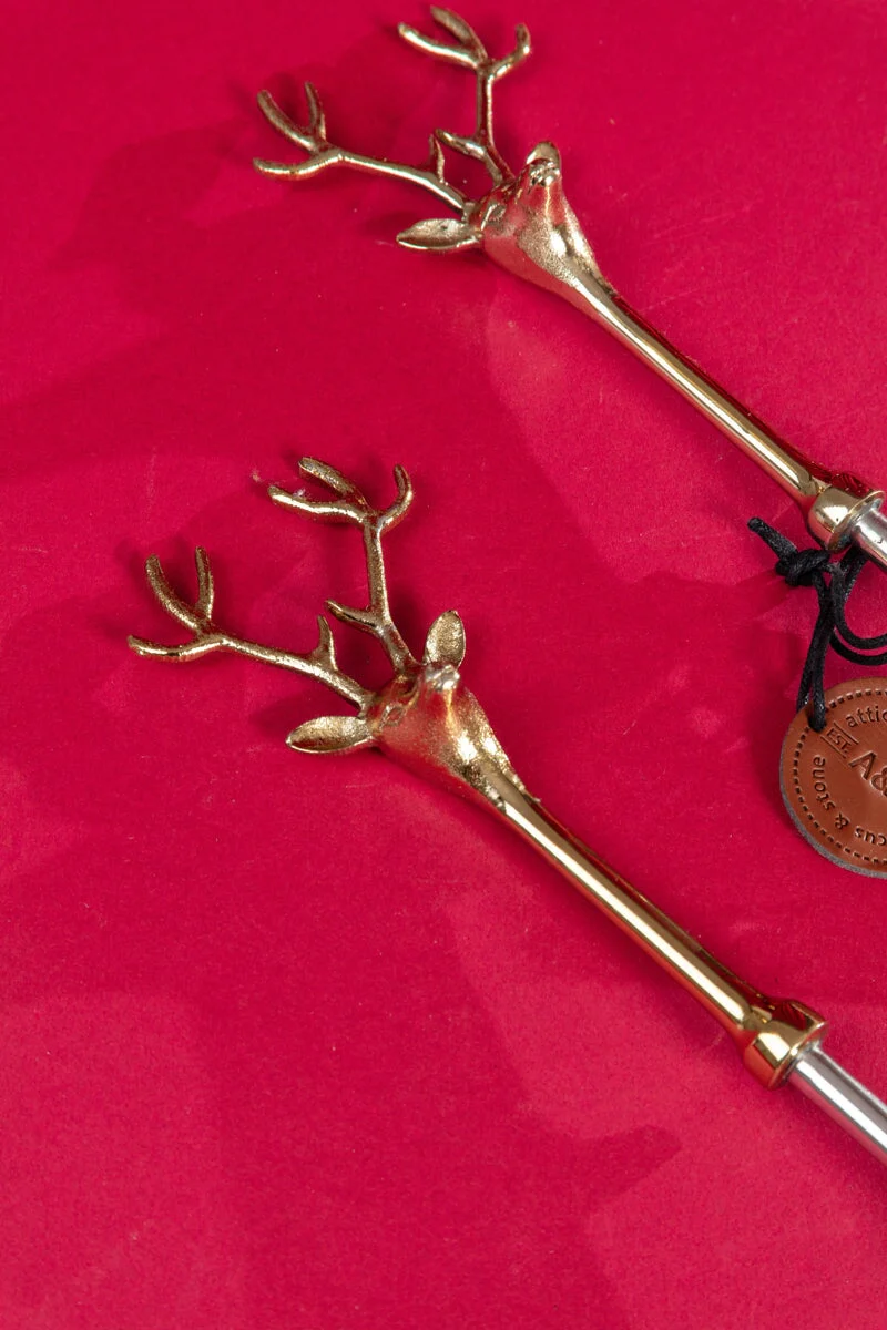 Gold & Silver Tone Stag Fork and Spoon Set of 2