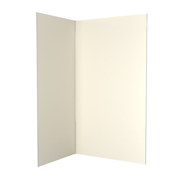 Pack de 2 panneaux muraux de salle de bains, ivoire avec profilés chromés, l.120 90 x H.210 x P.0,3 cm, Galedo Alucolors