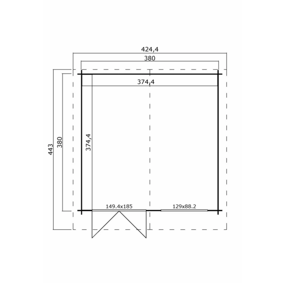 Gartenhaus »Isar«, (BxT): 380x380 cm (Aufstellmaß), 28 mm Wandstärke, grüngrau/weiss