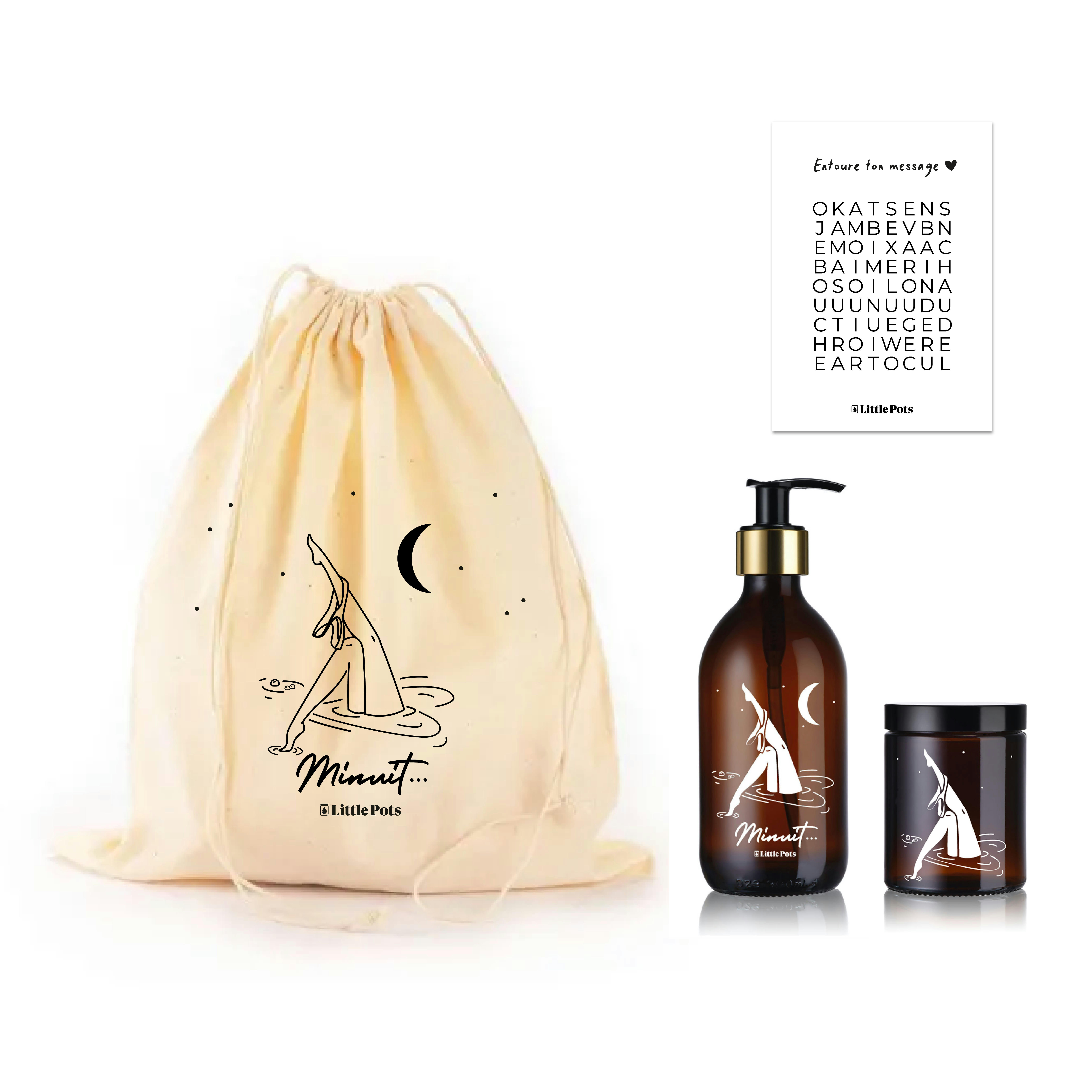 Édition limitée MINUIT - Coffret Eau d’Amour : bougie, distributeur de savon, pochon