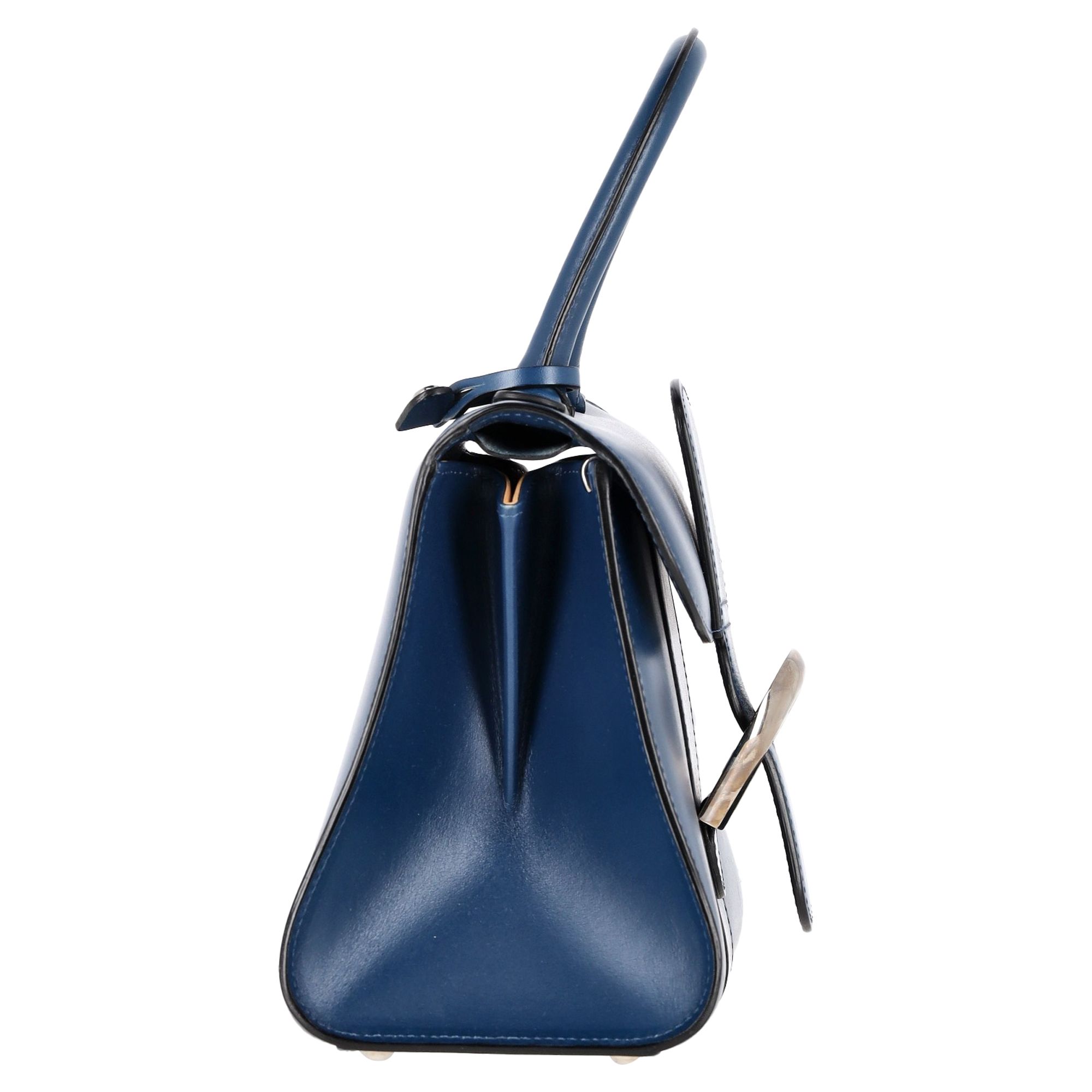 Delvaux Preloved Brillant Mini Box Bag in Blue Leather