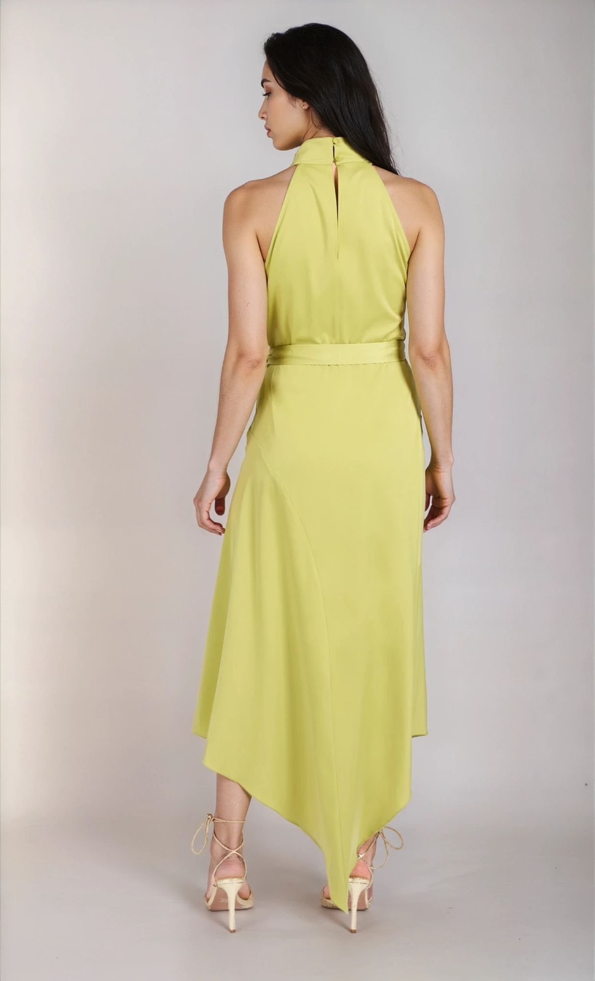 Little Mistress Olive Satin Midaxi Dress
