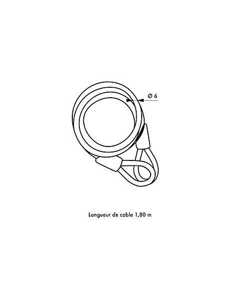 Câble antivol Twisty, vélo, abris de jardin, câble acier 1.80m - THIRARD