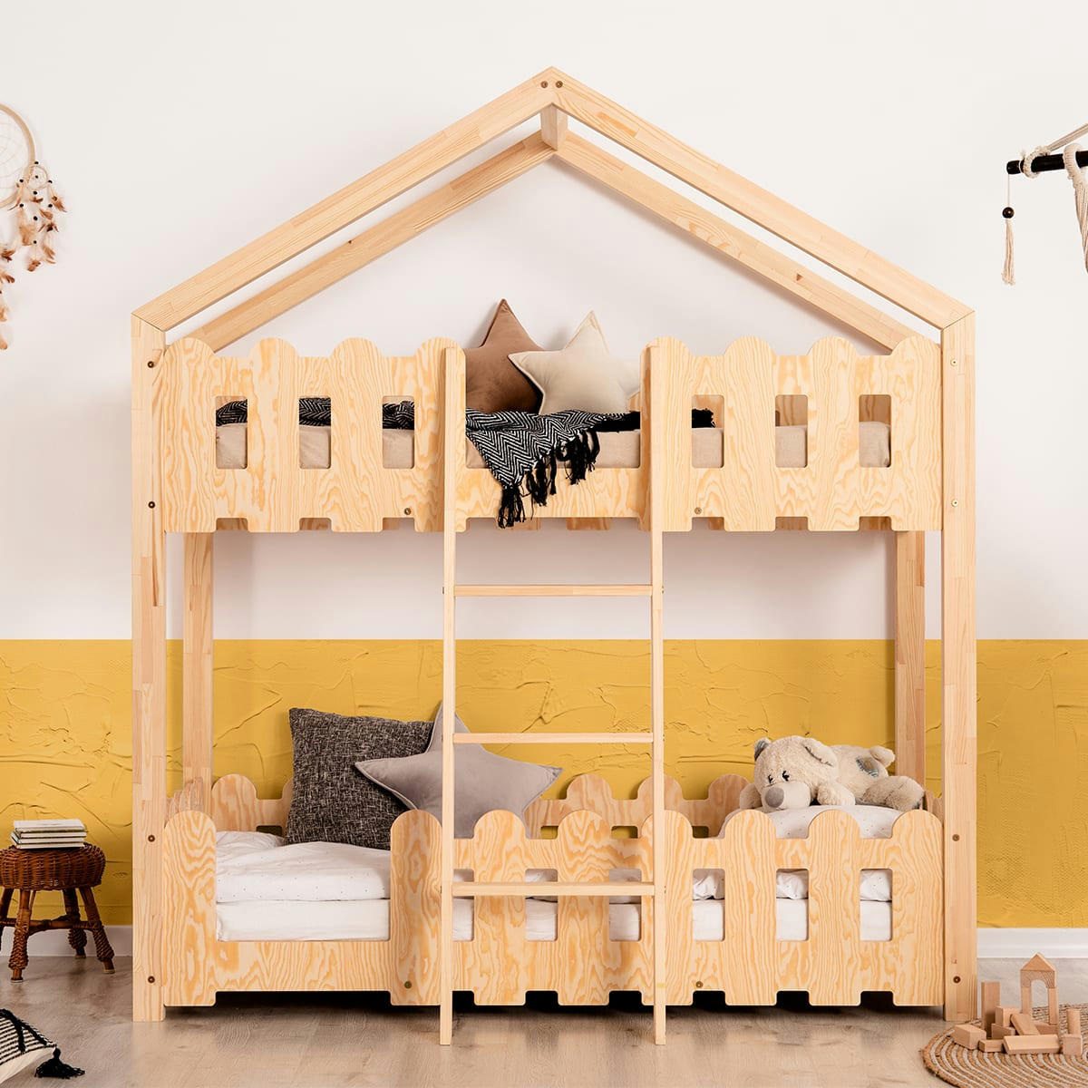 ALIZÉE - Lit cabane superposé 70x140 sommier inclus naturel