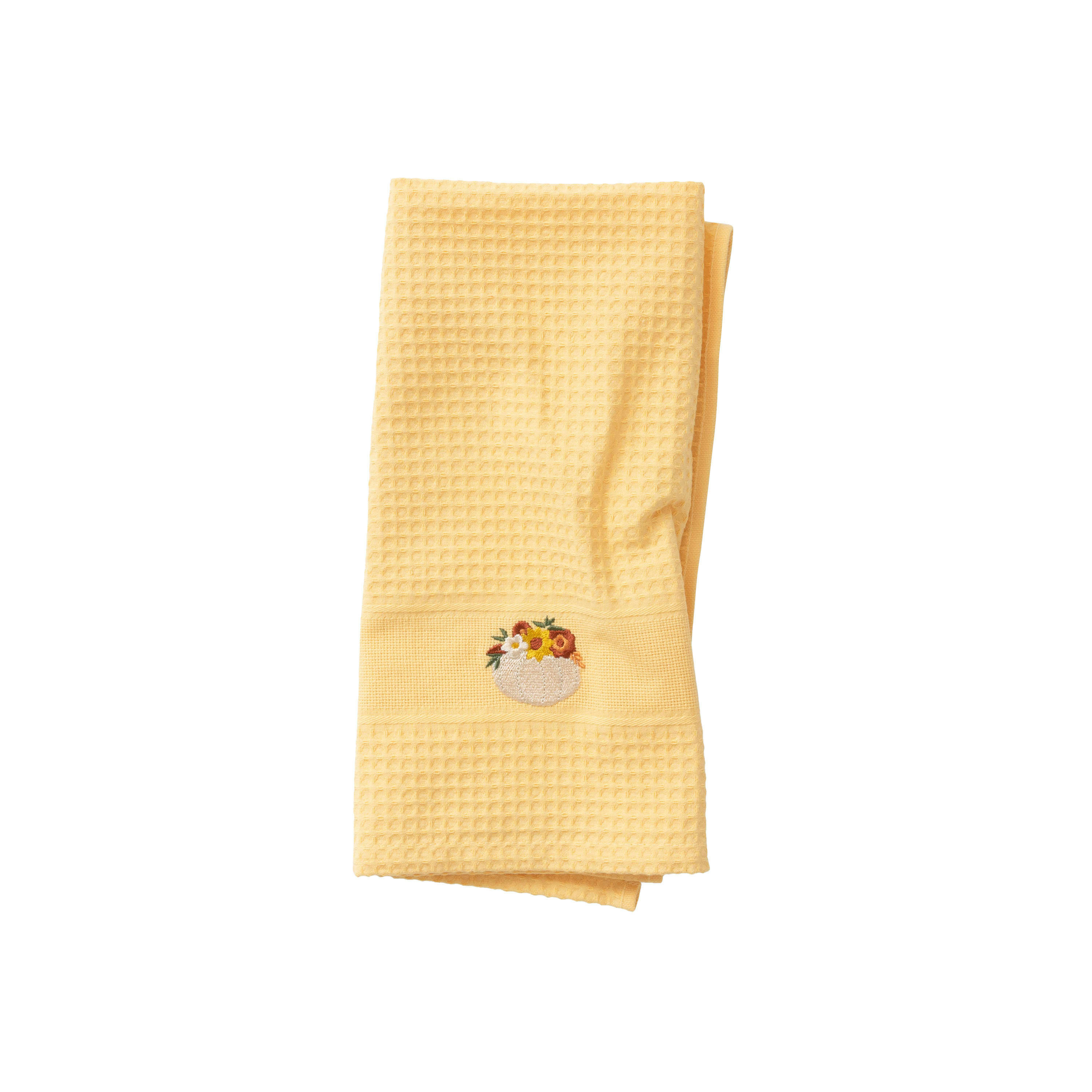 PATISSON - Torchon de cuisine Jaune nid d'abeille brodé jaune 50 x 70 cm