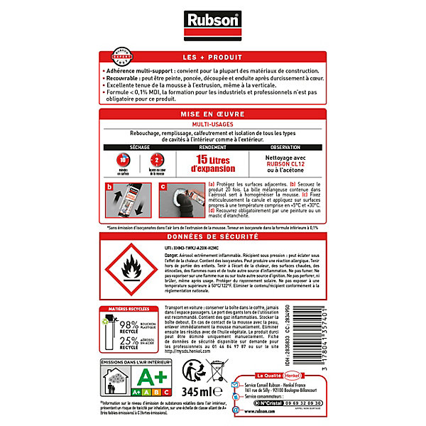 Mousse Expansive Rubson multi-usages 15L