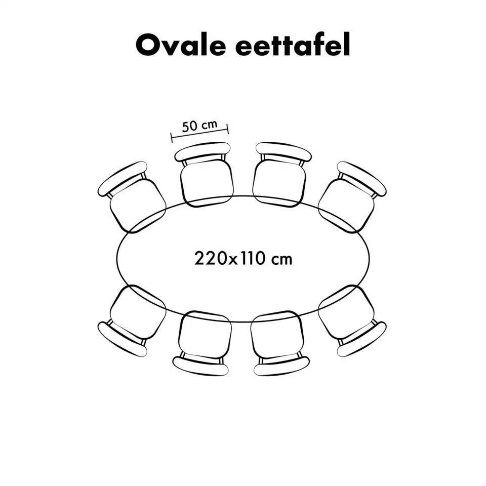 QUVIO Eettafel Sofia �?Ovaal �?220x100 cm �?Kruispoot �?Zwart