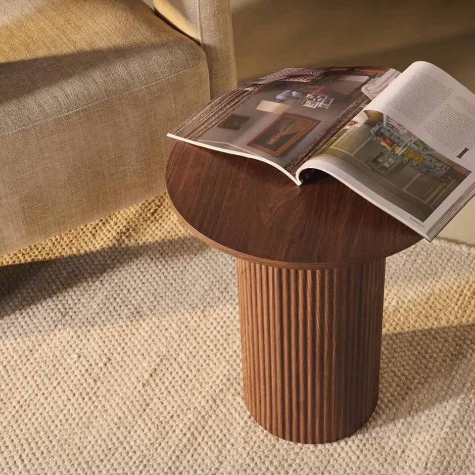 Bijzettafel Nora - &Oslash;40cm Walnoot