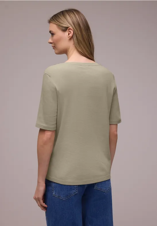 Basic T-Shirt mit V-Neck in Unifarbe