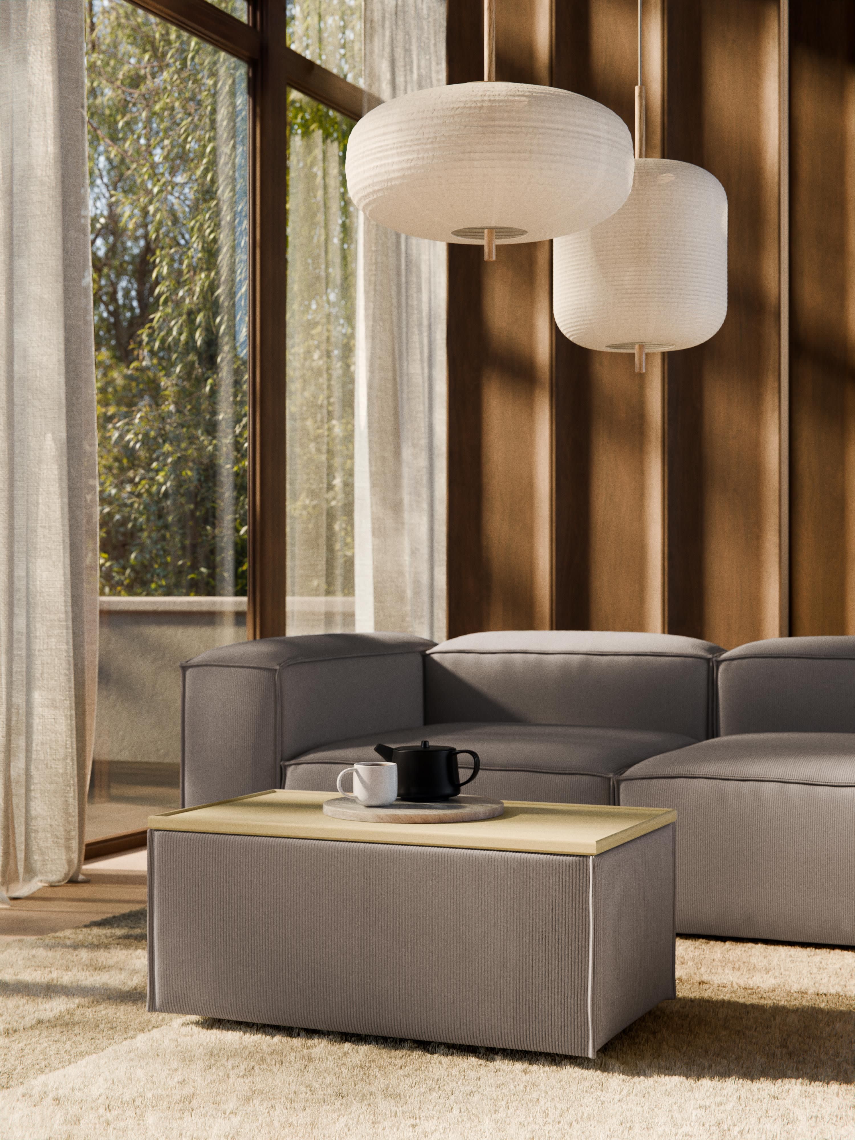 Sofa-Hocker Lennon aus Cord mit Stauraum