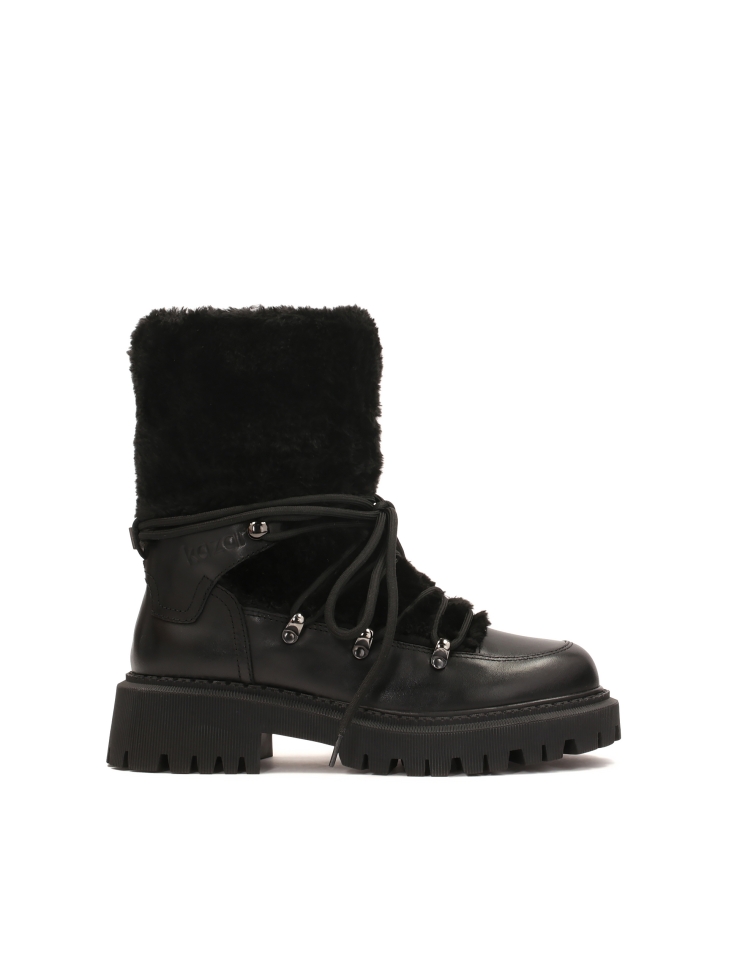 Black boots with fur upper