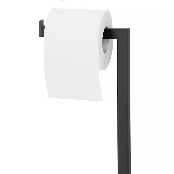 Stojak toaletowy na papier i szczotkę WC, metalowy, bambus