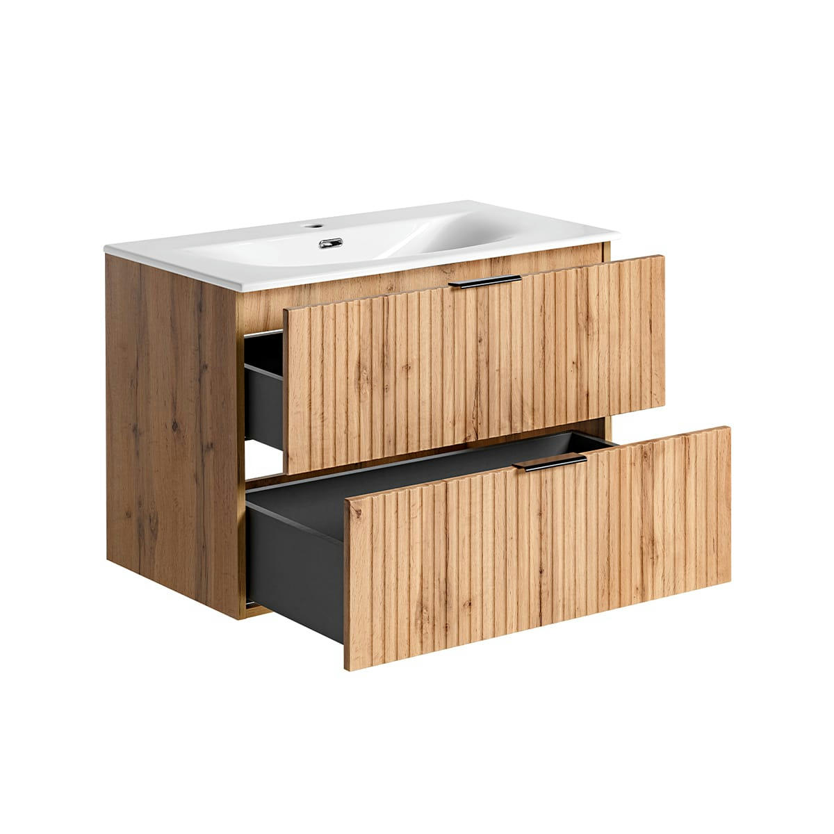 - Meuble simple vasque encastrée 80cm naturel