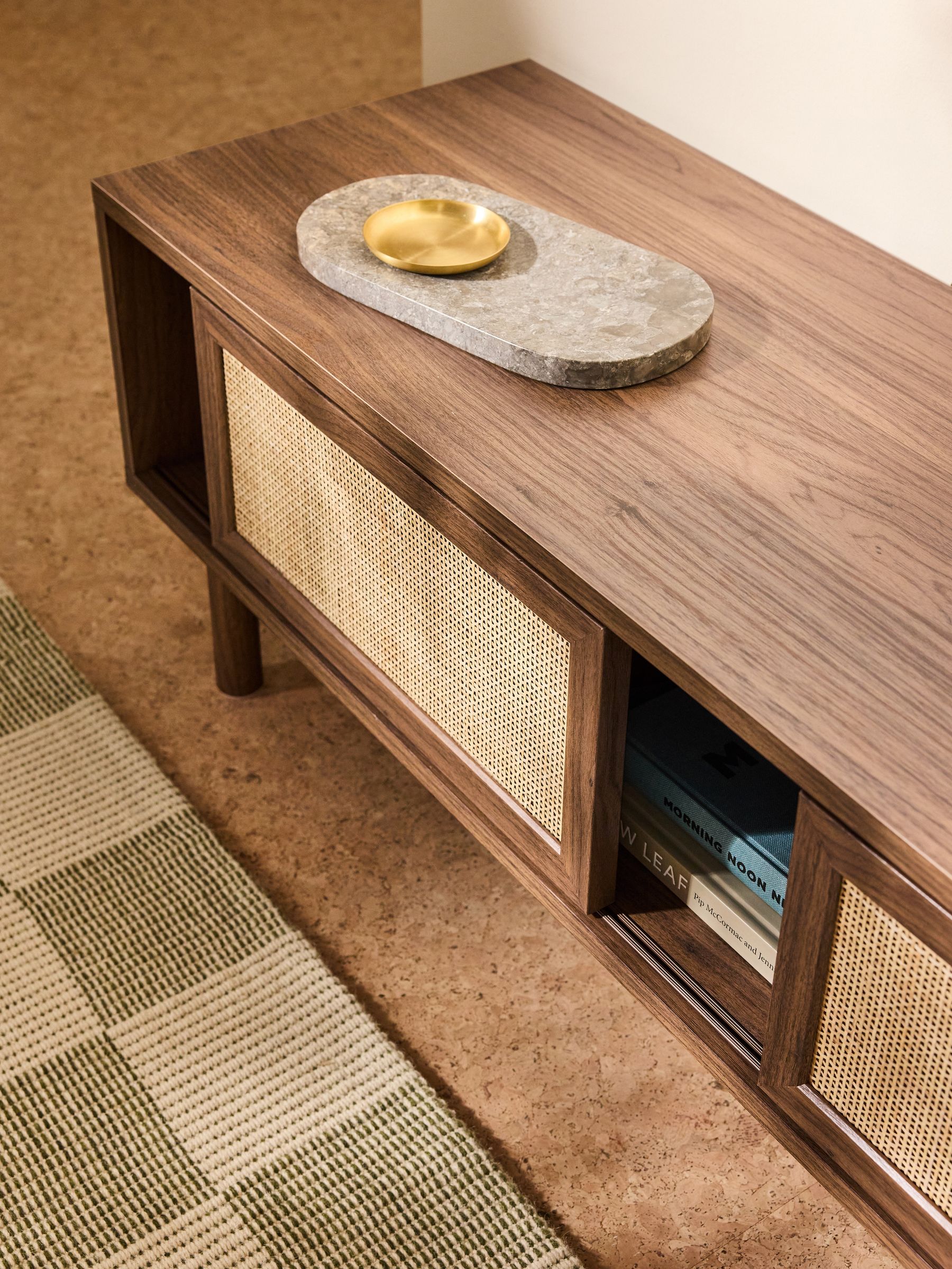 Pavia Rattan Wide Up to 50 Inch TV Unit in Dark Oak Effect