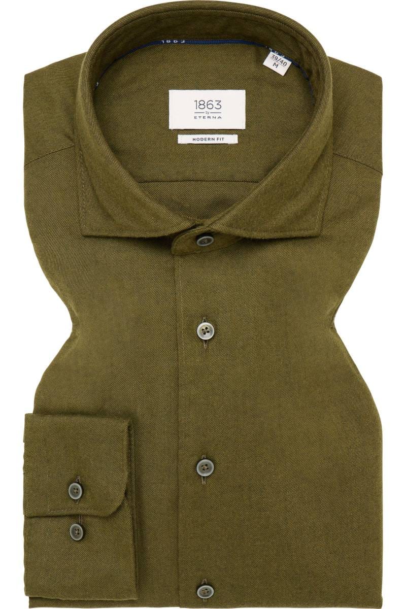 ETERNA 1863 Modern Fit Flanellhemd grün, Einfarbig