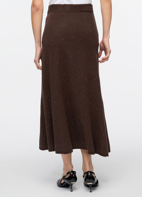 Gonna midi in maglia con paillettes