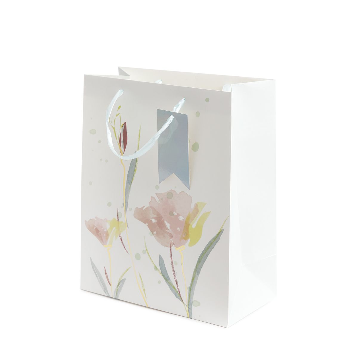 Torebka prezentowa CYMKA beżowe kwiaty 14x27x33 cm