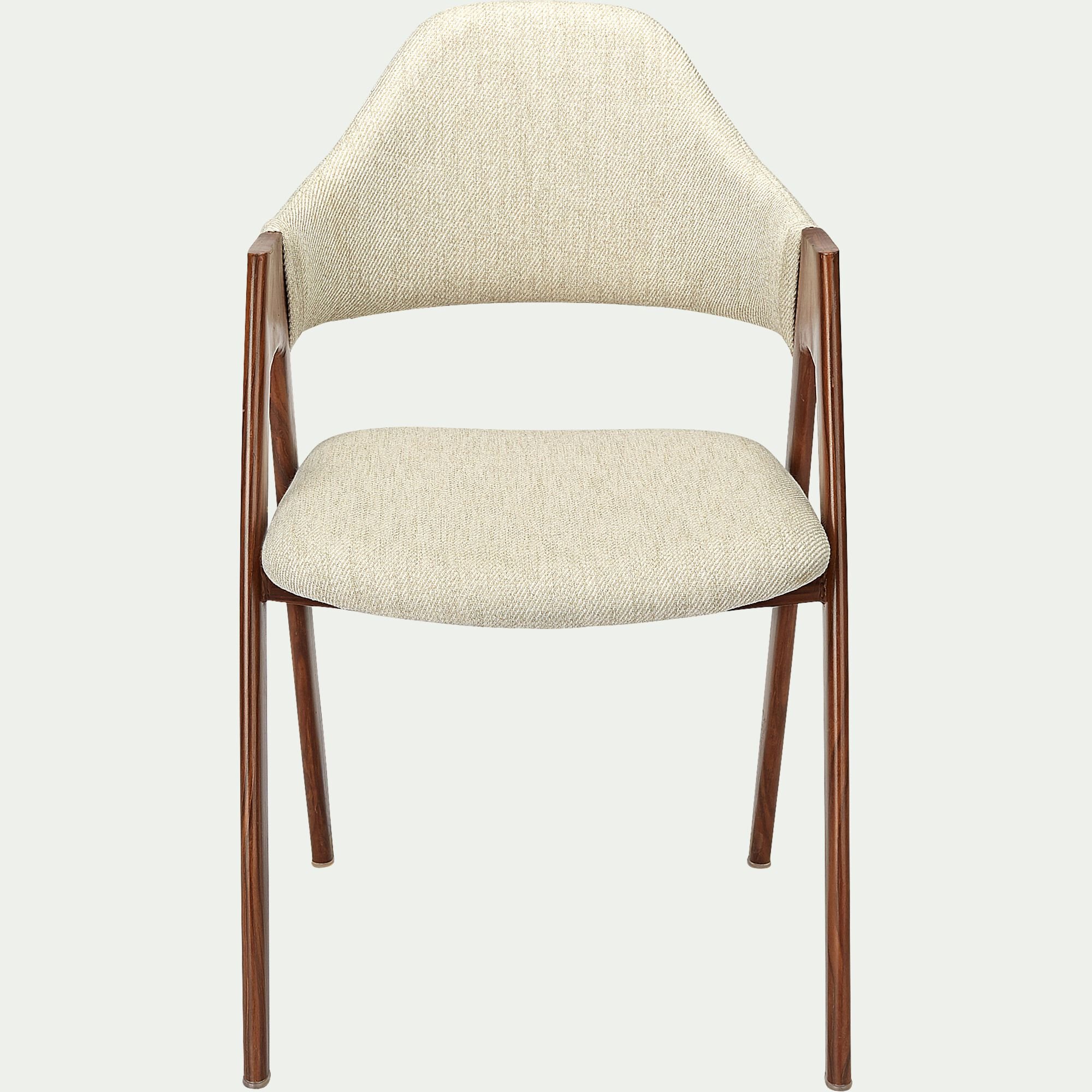 GARETTE - Chaise en tissu et effet bois foncé avec accoudoirs - beige roucas