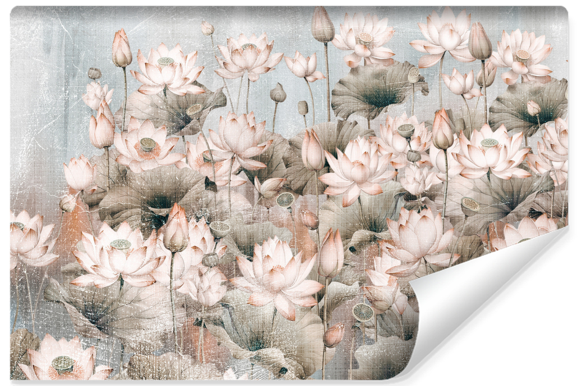 Fototapeta Kwiaty Lotosu W Stylu Retro 90x60cm