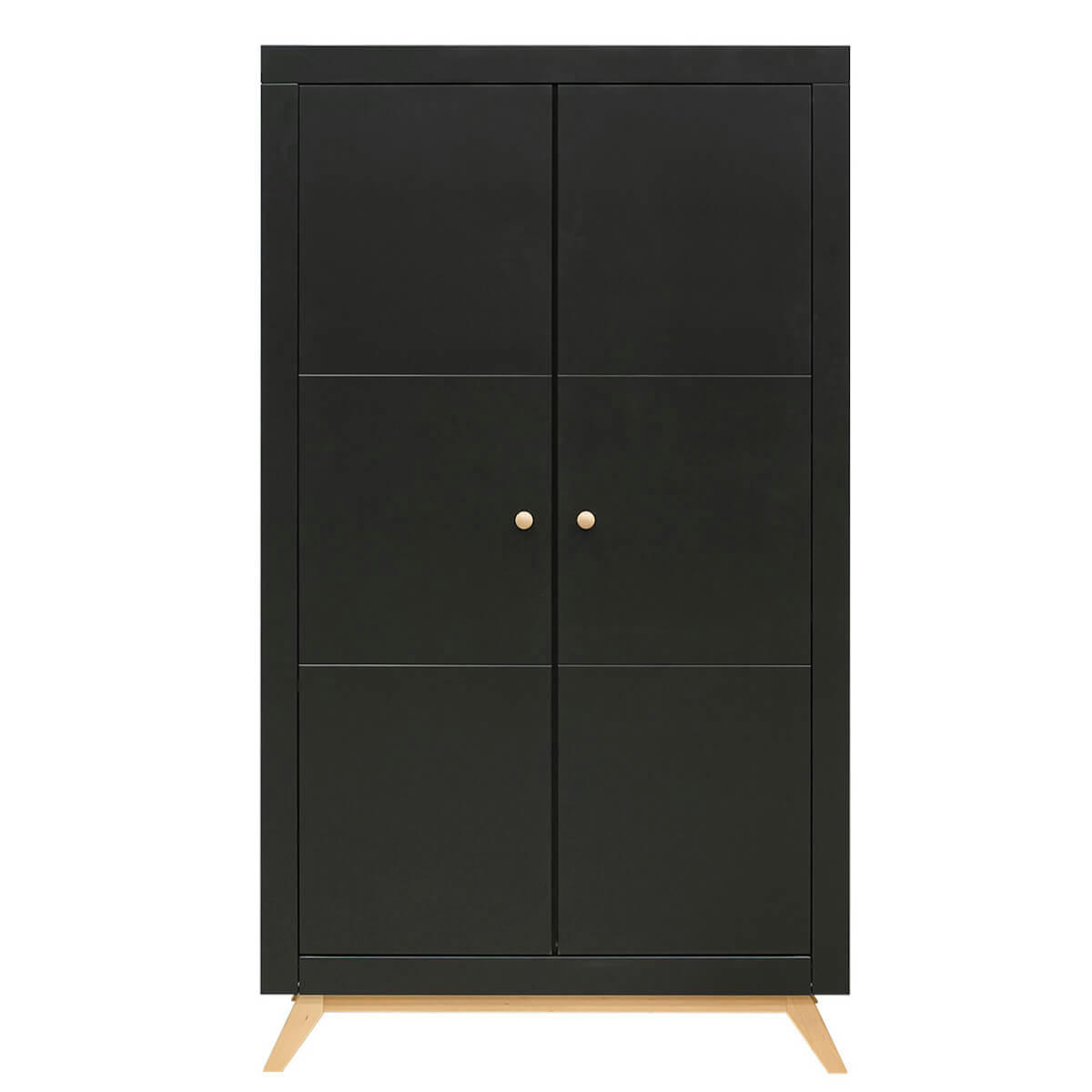 NORA - Armoire 2-portes en MDF, panneaux de particules et hêtre noir mat