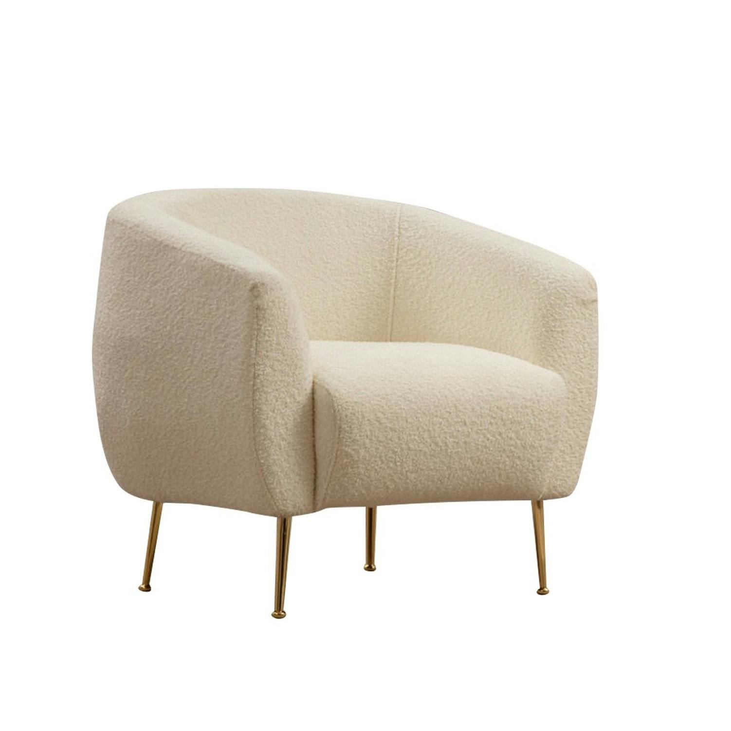 Fauteuil rond écru - pieds dorés LUCCA