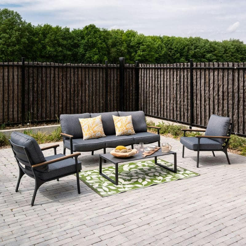 JULIA - Salon de jardin 5 places en aluminium gris anthracite