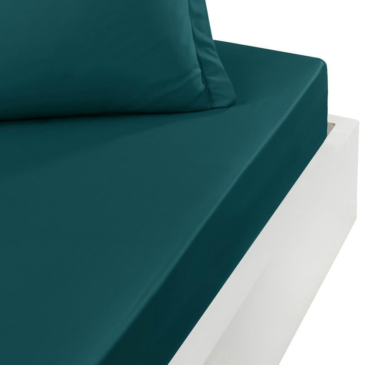 SOFT PERCALE - Drap housse en percale bonnet 40cm Petrol 140x190 cm