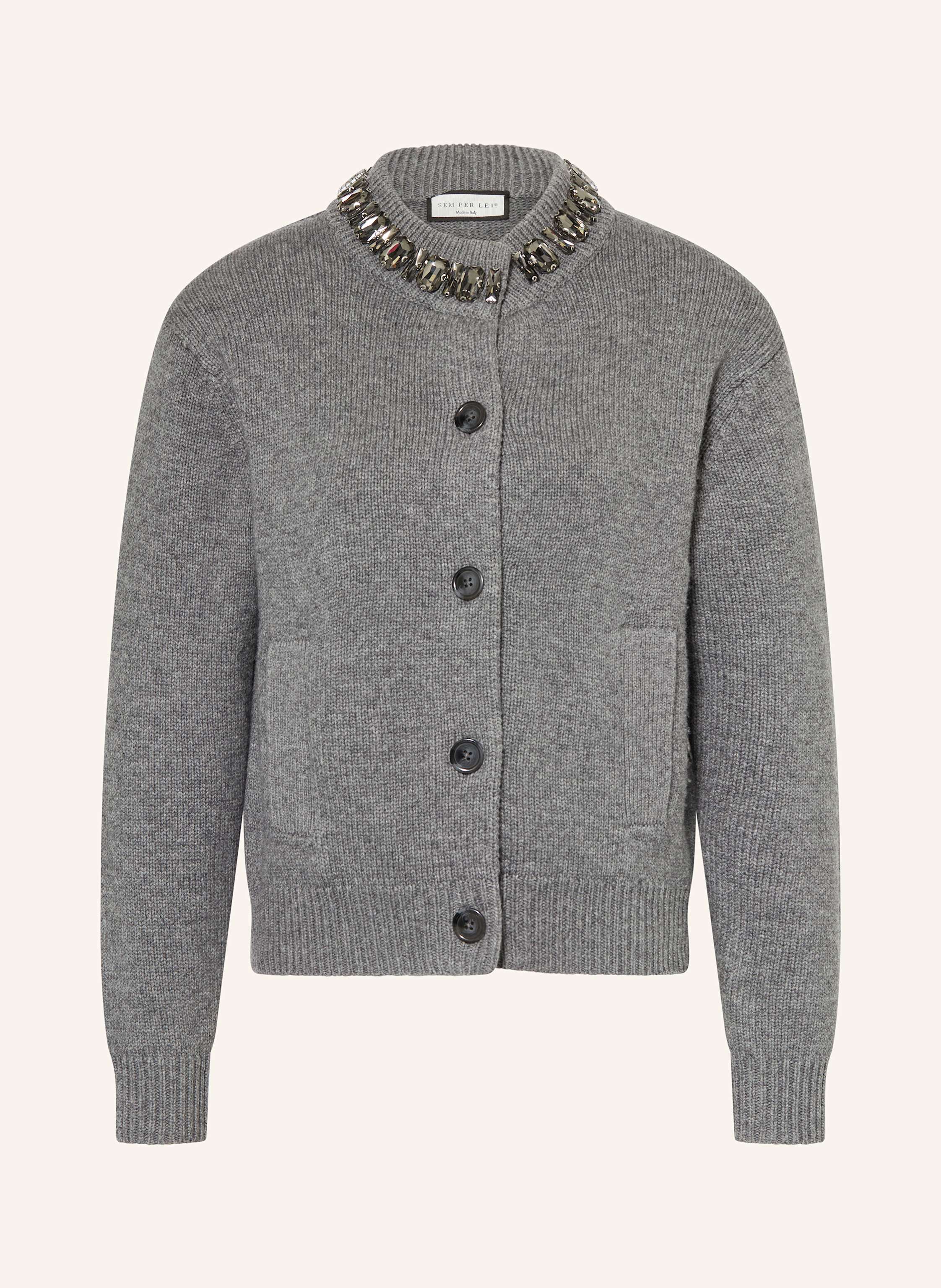 SEM PER LEI Strickjacke mit Schmucksteinen
