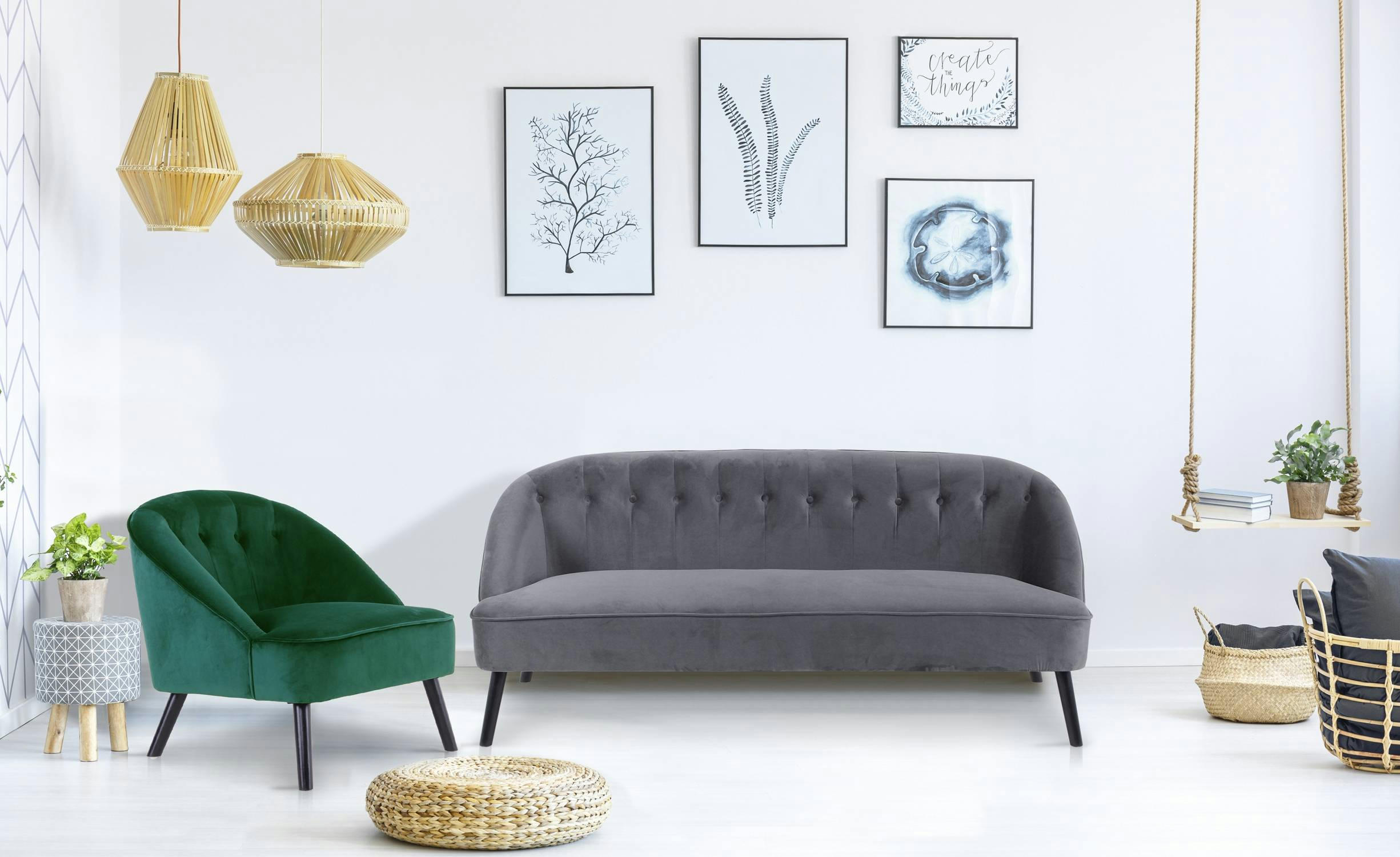 IOAN - Canapé 3 places velours gris