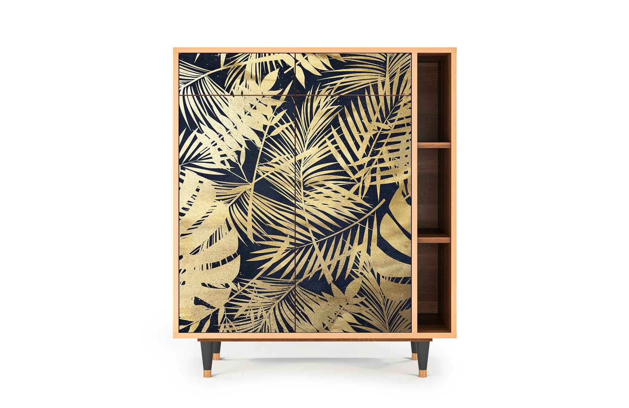 JUNGLE VIBES - Buffet  bleu et jaune 2 tiroirs et 2 portes L 94 cm