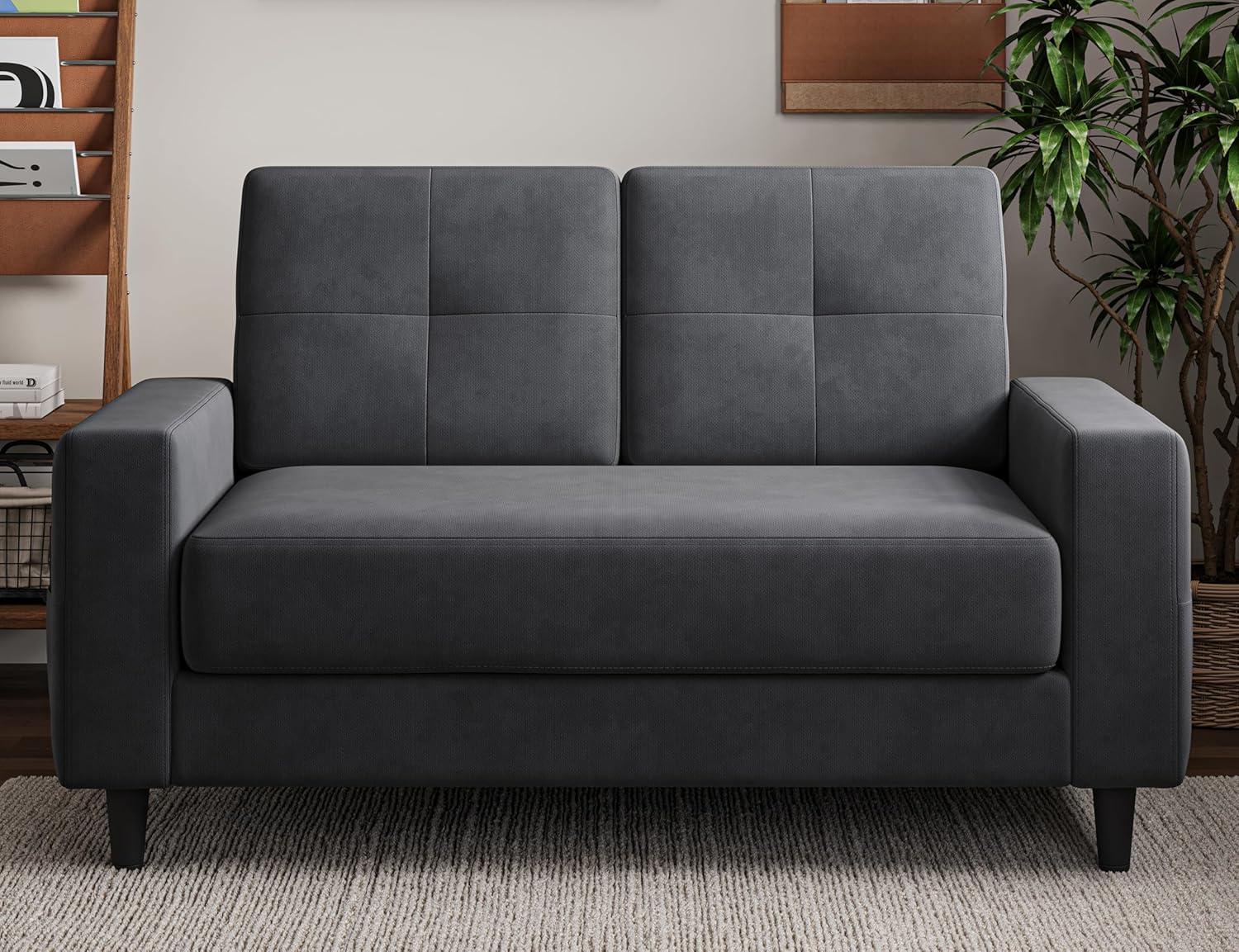 Txtin's Loveseat Sofa 53 Small Couches for Small Spaces 2 Seater Mini Couch for Bedroom Dark Grey Comfy Modern Love Seat for Apartment Office Living Room